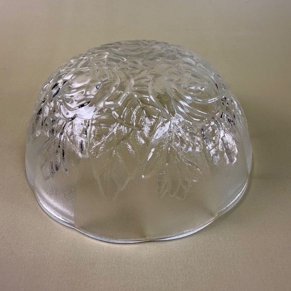 Pasari Crystal “Livia” Rose Glass Bowl | 5" Wide | Embossed Floral Pattern - Picture 9 of 9